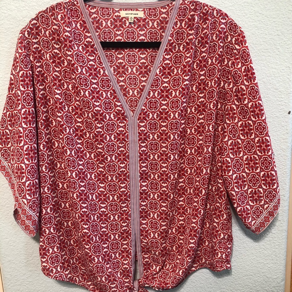 Max Studio Tie Front Top